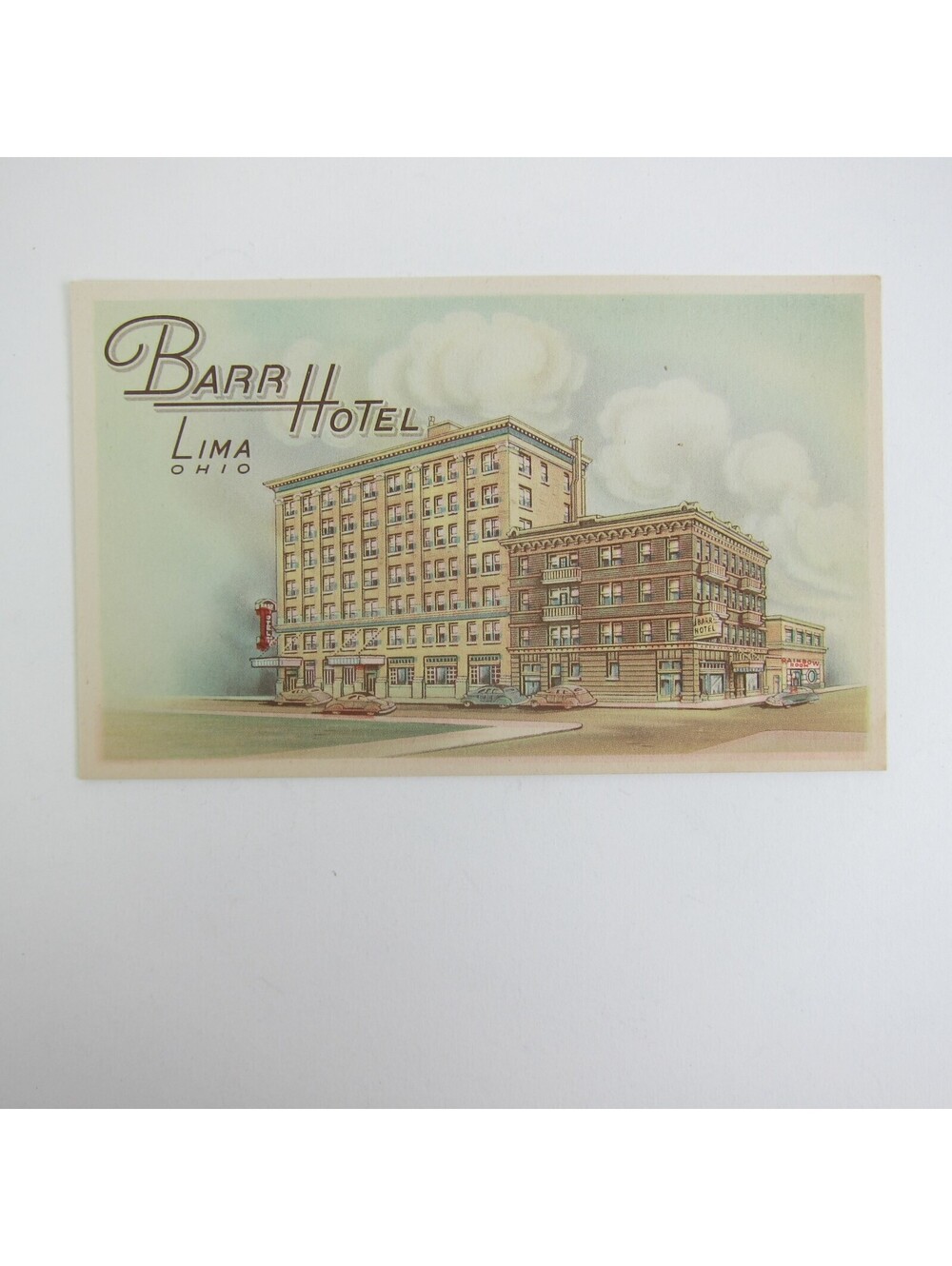 Postcard Lima Ohio Barr Hotel Building & Automobiles Cars Vintage